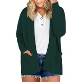 Women's sweater cardigan pocket solid color pit strip sweater women's coat
