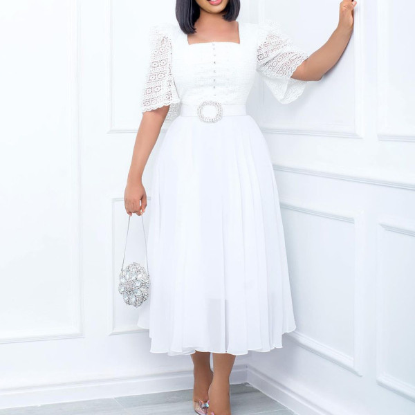 Fashion splicing chiffon beaded celebrity dress