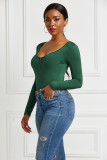 Solid color long sleeve round neck sexy jumpsuit