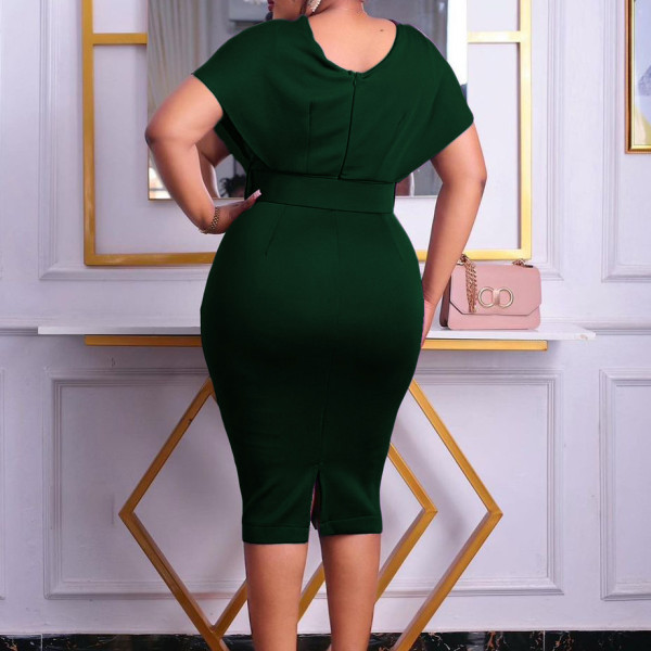 Oversized Women's Fashion Slim V-neck Temperament Tongle Dress