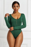 Solid color long sleeve round neck sexy jumpsuit