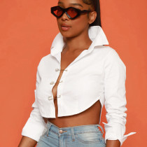 Women's Hollow out Long Sleeve Pin Personality Queen Fan Shirt