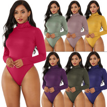 Long sleeve high neck slim fitting solid color bodysuit Long sleeve high neck slim fitting solid color bodysuit