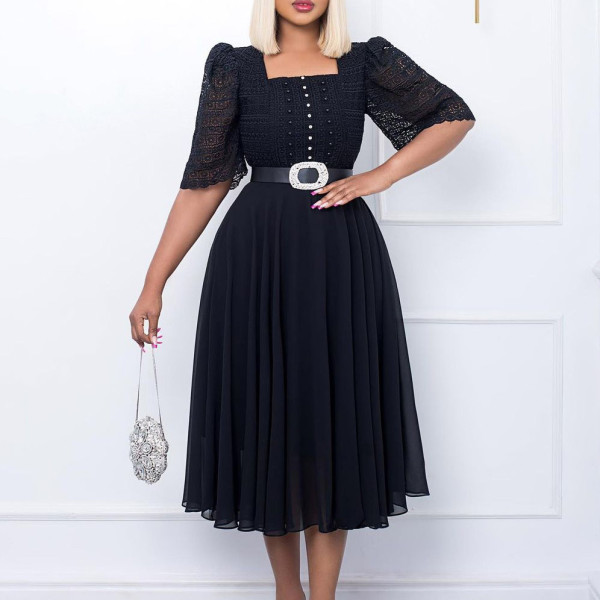 Fashion splicing chiffon beaded celebrity dress