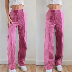 Straight pants Loose color matching casual pants Solid corduroy pants