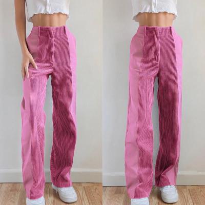 Straight pants Loose color matching casual pants Solid corduroy pants