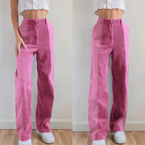 Straight pants Loose color matching casual pants Solid corduroy pants