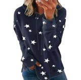 Star Print Top Loose Oversize Hoodie