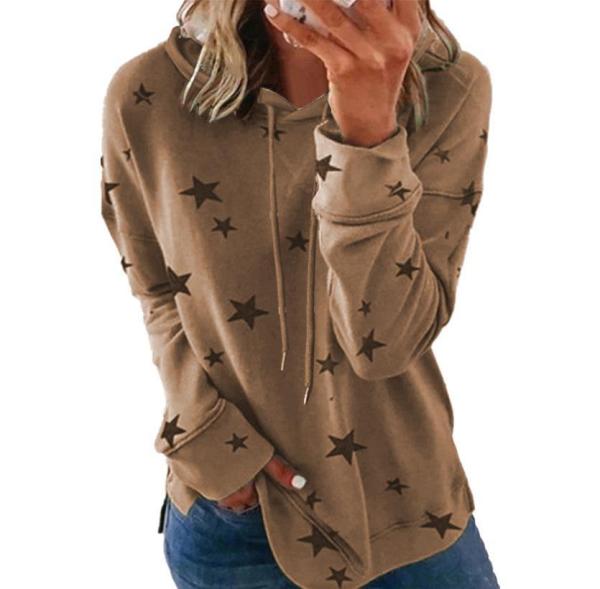 Star Print Top Loose Oversize Hoodie