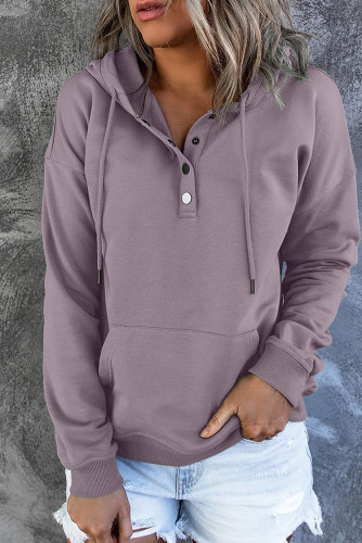 Long sleeve loose casual hooded drawstring pocket sweater