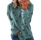 Star Print Top Loose Oversize Hoodie
