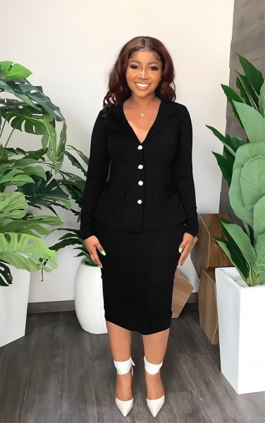 Temperament shirt collar suit fashion buttocks skirt professional suit two-piece