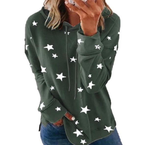 Star Print Top Loose Oversize Hoodie