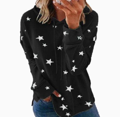 Star Print Top Loose Oversize Hoodie