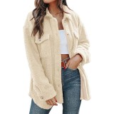 Lapel shirt coat teddy velvet single breasted pocket coat