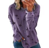 Star Print Top Loose Oversize Hoodie