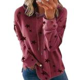 Star Print Top Loose Oversize Hoodie