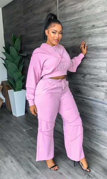 Fashion sports hooded sweater autumn and winter straight casual trousers two-piece set