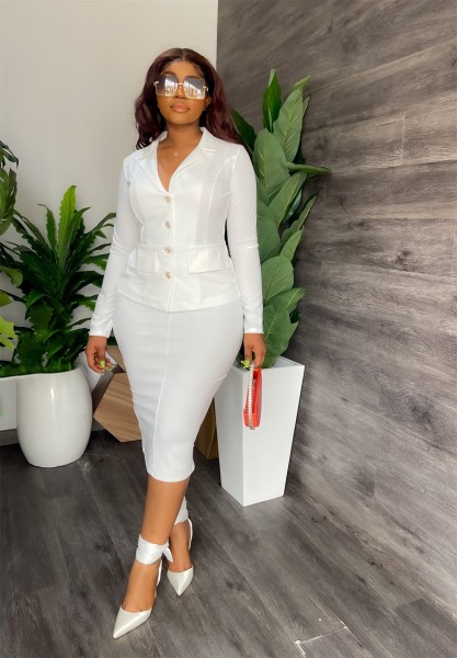 Temperament shirt collar suit fashion buttocks skirt professional suit two-piece