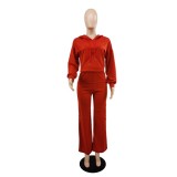 Fashion sports hooded sweater autumn and winter straight casual trousers two-piece set