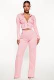 Knitted hooded cardigan casual loose trousers fashion sports two-piece set