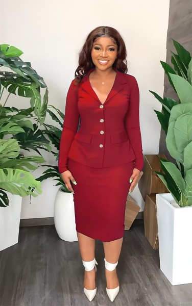 Temperament shirt collar suit fashion buttocks skirt professional suit two-piece
