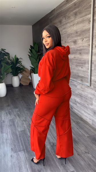 Fashion sports hooded sweater autumn and winter straight casual trousers two-piece set