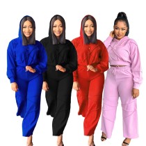 Fashion sports hooded sweater autumn and winter straight casual trousers two-piece set