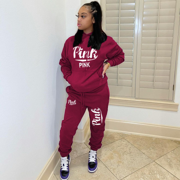 Alphabet embroidered two-piece fashion casual suit