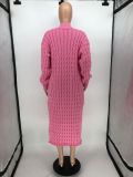 Lazy style fried dough twist knitting cardigan winter thickened plush long coat sweater