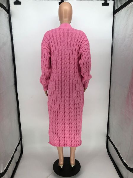 Lazy style fried dough twist knitting cardigan winter thickened plush long coat sweater