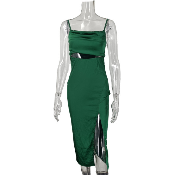 Sexy one step dress medium long slit suspender backless dress