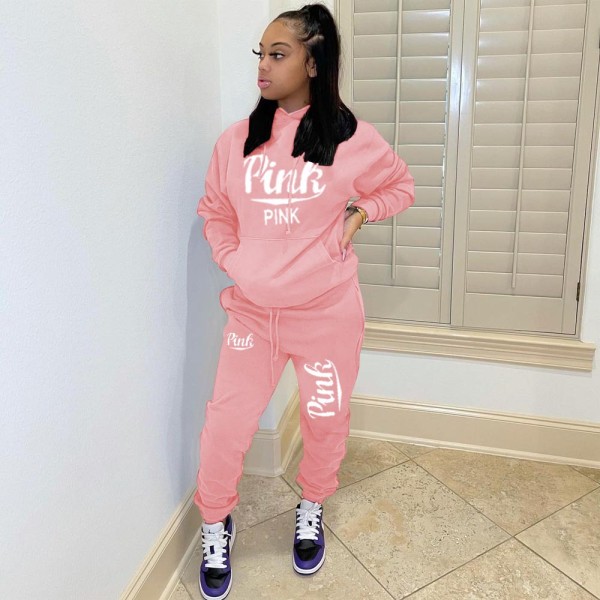 Alphabet embroidered two-piece fashion casual suit