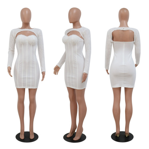 Sexy strapless waist bag hip small waistcoat two-piece suit dress