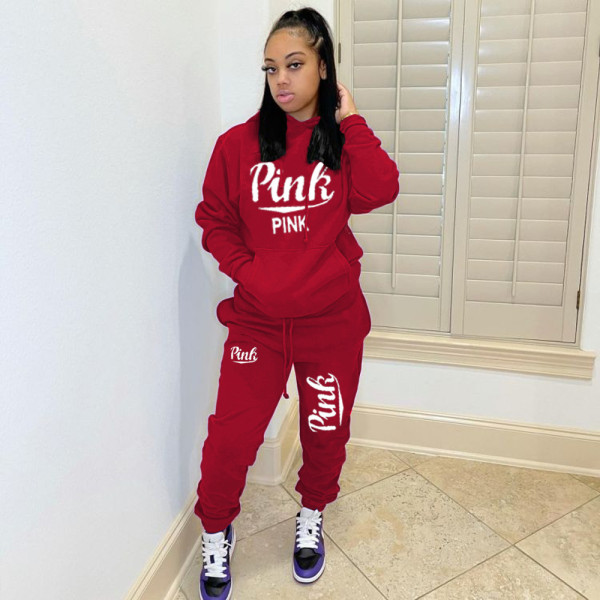 Alphabet embroidered two-piece fashion casual suit