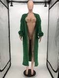 Lazy style fried dough twist knitting cardigan winter thickened plush long coat sweater