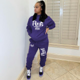 Alphabet embroidered two-piece fashion casual suit