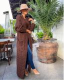 Lazy style fried dough twist knitting cardigan winter thickened plush long coat sweater
