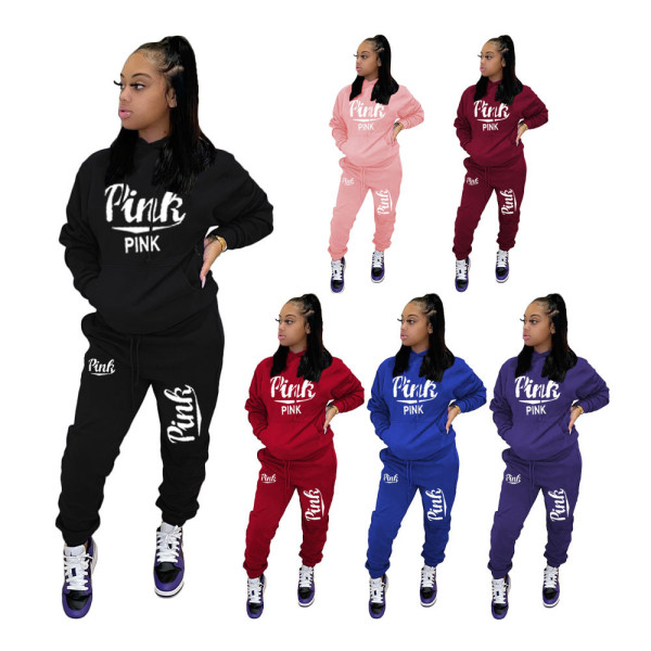Alphabet embroidered two-piece fashion casual suit