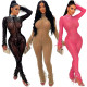 Women's hot drill perspective fashionable sexy nightclub slim fitting jumpsuit