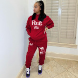 Alphabet embroidered two-piece fashion casual suit