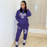 Alphabet embroidered two-piece fashion casual suit