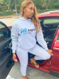 Alphabet printed plush hoodie suit two piece set