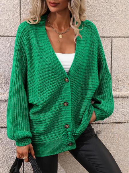 Women's sweater solid color knitted cardigan loose sweater