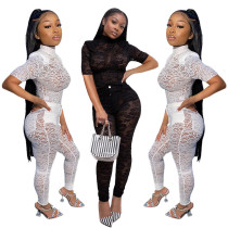 Perspective lace two-piece sexy nightclub suit