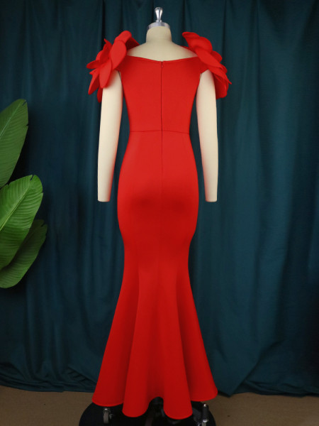 Design petal sleeve floor length dress