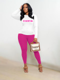 Women's fashion sports leisure color contrast printing two-piece set