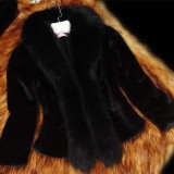 Fox fur collar slim fur coat women's short rex rabbit hair imitation mink hair imitation fur coat
