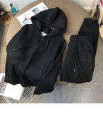 Thickened plush loose hooded sweater women's leggings suit sport casual two-piece set