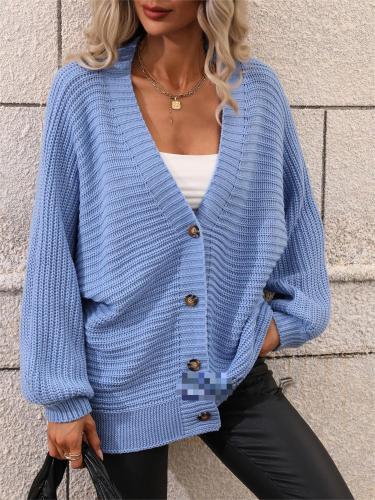 Women's sweater solid color knitted cardigan loose sweater